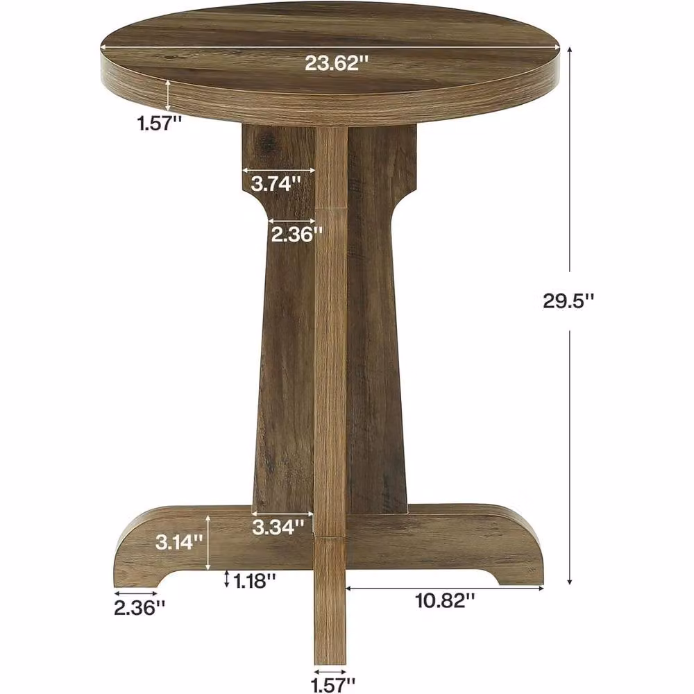 VOGREX Modern Round Wooden Dining Table in Brown, Diameter: 60 cm, Height: 74.93 cm – 2