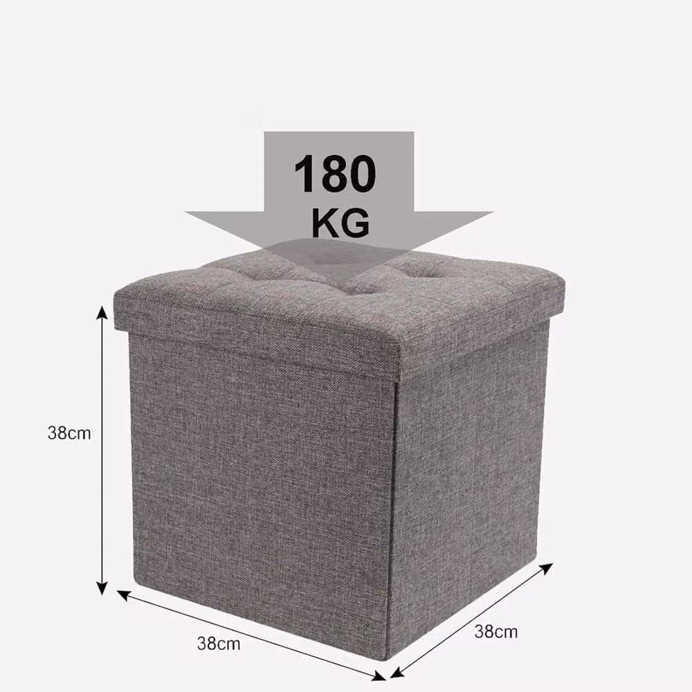 FORGEVIO Grey Folding Ottoman Storage Box, W/D/H: 38 x 38 x 38 cm – 1