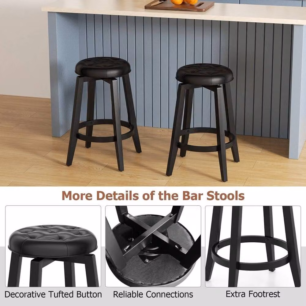 VOGREX Upholstered Counter Height Bar Stool in Black – 6