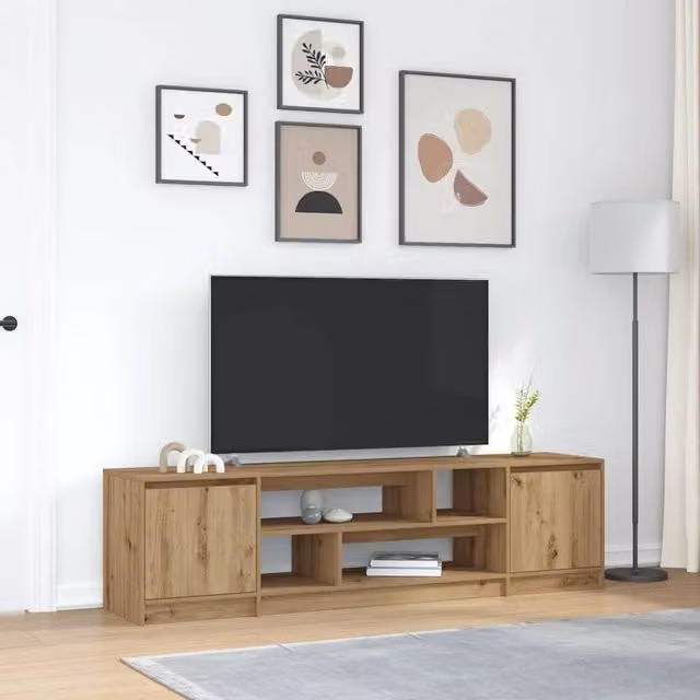 Berkfield Home Artisan Oak TV Cabinet in Brown, W: 188.5 cm, D: 41 cm, H: 50 cm – 1