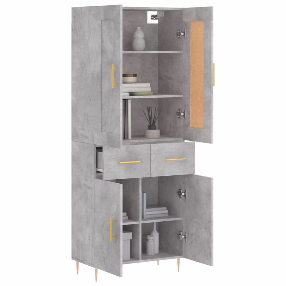 Berkfield Home Modern Highboard in Concrete Grey, W/D/H: 69.5 x 34 x 180 cm – 2