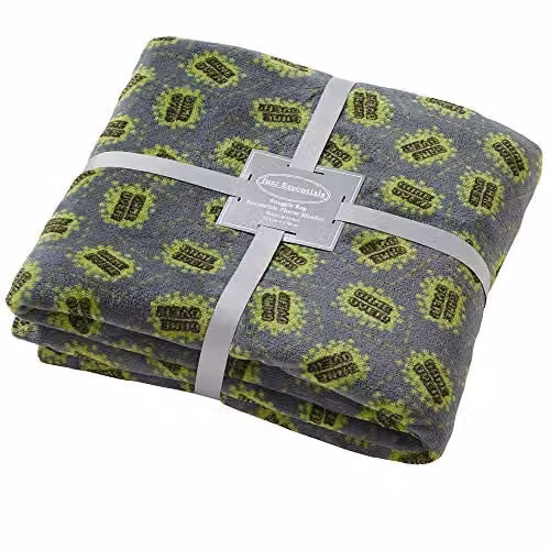 Just Essentials Reversible Game Over Print Plush Fleece Blanket in Green, Large – 1