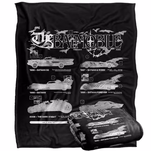Warner Bros. Batman Batmobile Side Shots Super Soft Fleece Throw Blanket, Multicolour, W/H: 127.0 x 152.4 cm – 1