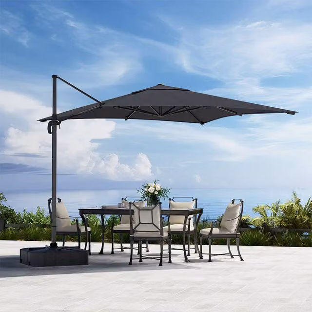 Komore 2.5m Cantilever Garden Parasol with Base in Anthracite Grey