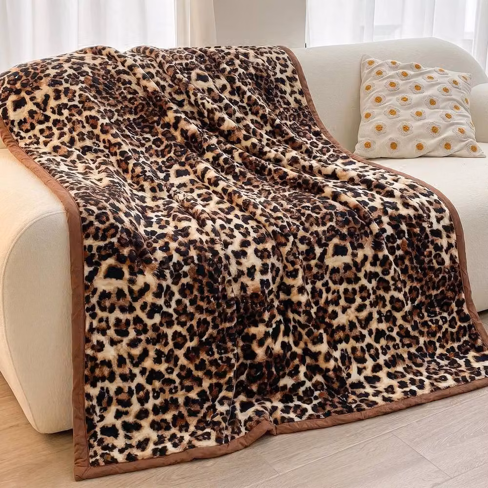 SPETLEK Leopard Print Super Soft Fluffy Bed Blanket in Brown and Multicolour, W/D/H: 120 x 150 cm – 5