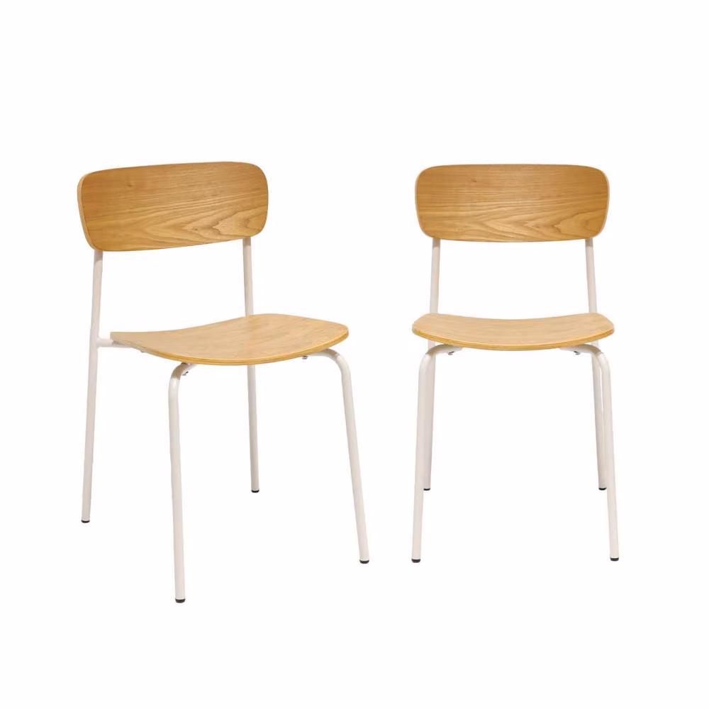 Sweekeek Vintage Metal and Plywood Dining Chairs in Beige, Set of 2 – 2