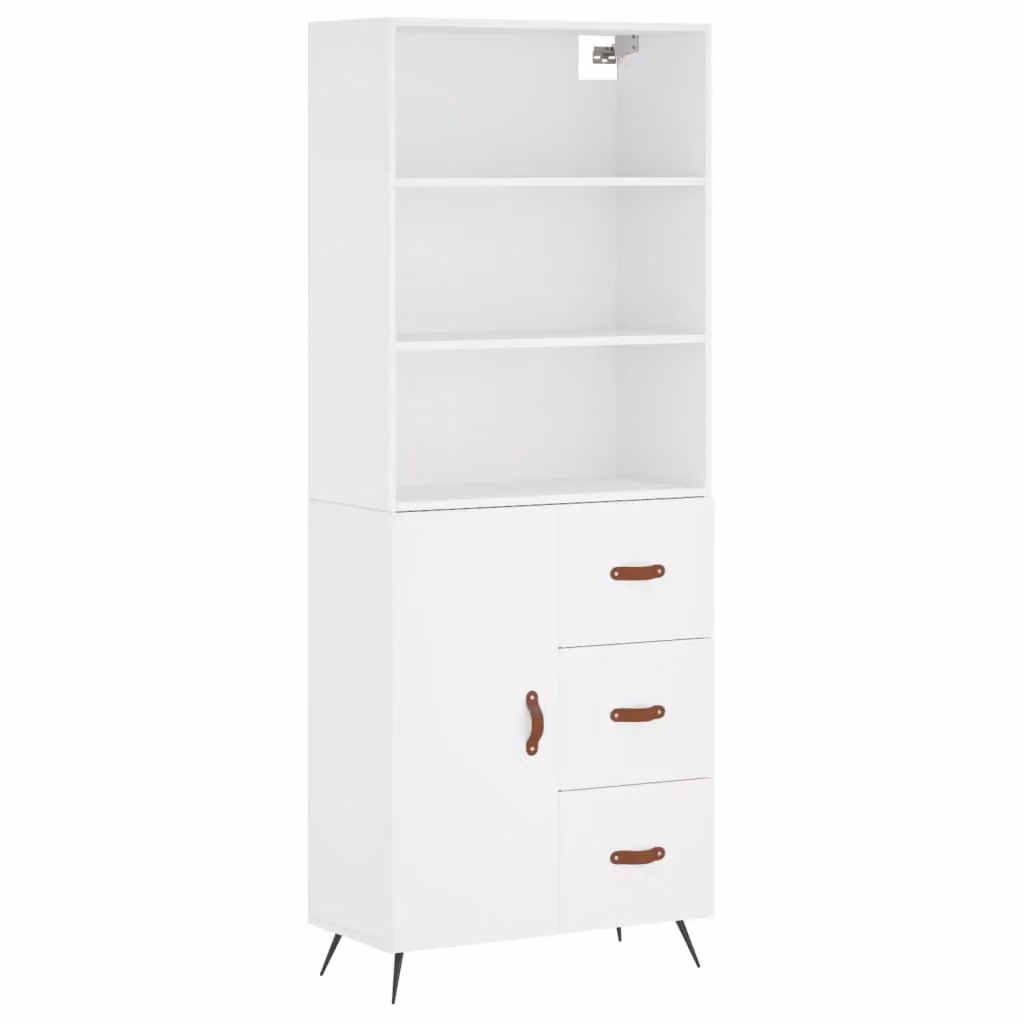 Berkfield Home Modern White Highboard with Hinged Doors and Internal Shelves, W/D/H: 69.5 x 34 x 180 cm – 2