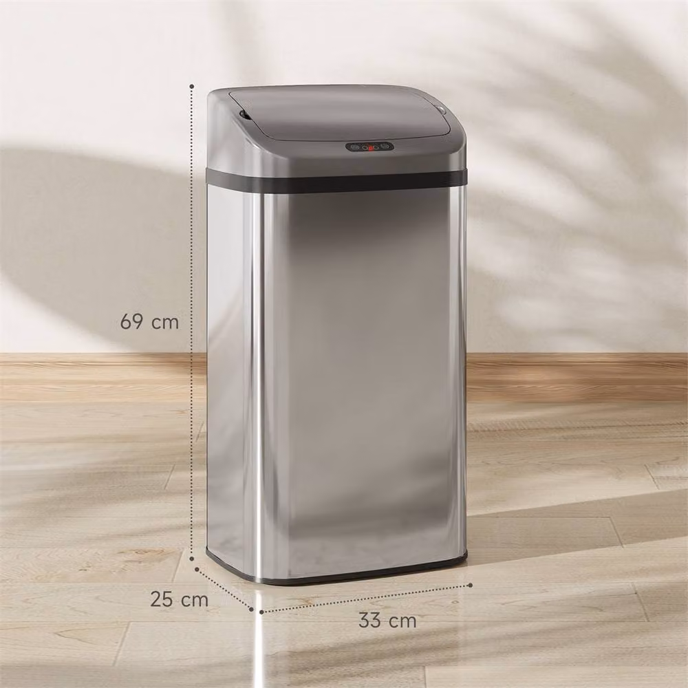 Nordara Silver Automatic Sensor Bin 48L Galvanised Steel Rubbish Bin – 3