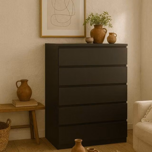 Wyld Haus Budapest Matt Black 5 Drawer Chest