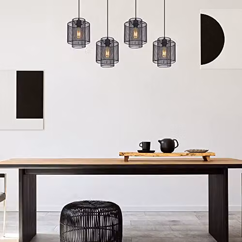 Globo Lighting Industrial Black Metal Pendant Light with 4 x E27 Bulbs, W/D/H: 120 x 20 x 20 cm – 5
