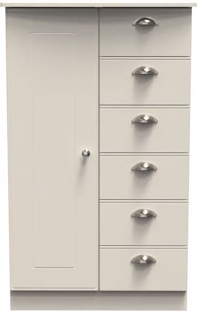Ready Assembled 2 U Albert Childrens Wardrobe with 1 Door and 5 Drawers in Beige
