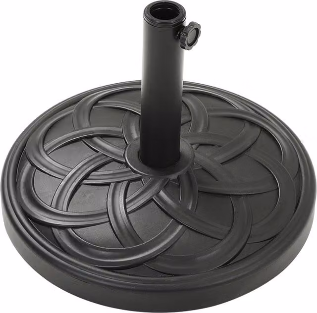 Livingandhome Black Geometric Garden Parasol Base with Concrete and Metal Construction