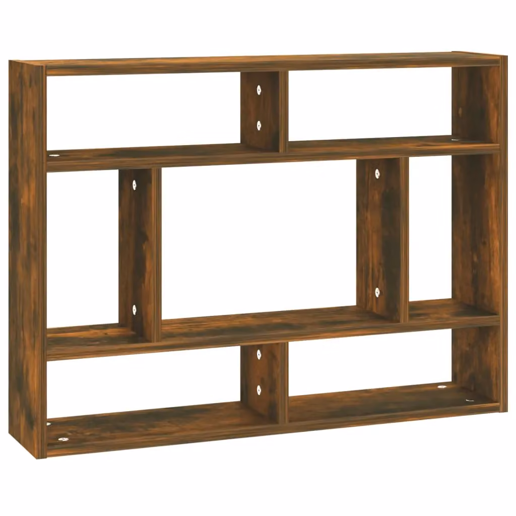 Berkfield Home Wall Mounted Cube Shelf in Smoked Oak Brown, W/D/H: 75 x 16 x 55 cm – 2