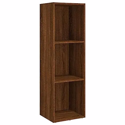 vidaXL Brown Oak Book and TV Cabinet in Engineered Wood, W/D/H: 36 x 30 x 114 cm
