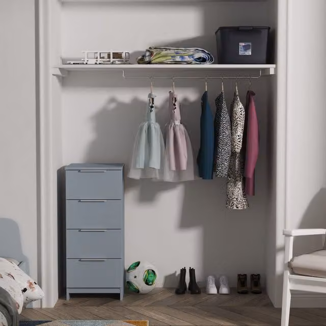 Ready Assembled 2 U Dover 4 Drawer Tall Bedside Chest in Light Blue