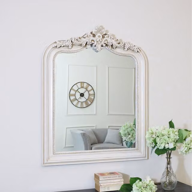 Melody Maison Vintage Rectangular White Wall Mirror W: 100 cm, H: 80 cm