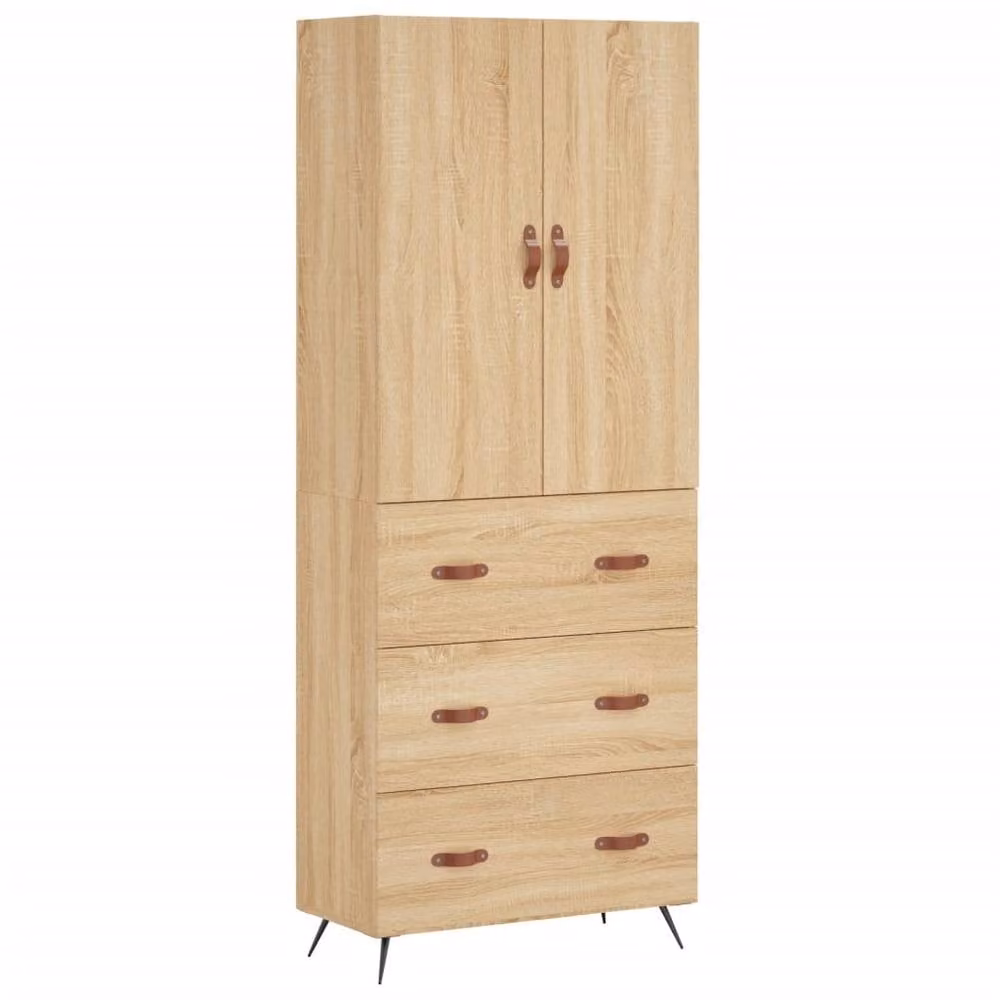 Berkfield Home Sonoma Oak Highboard in Brown, W/D/H: 69.5 x 34 x 180 cm – 3