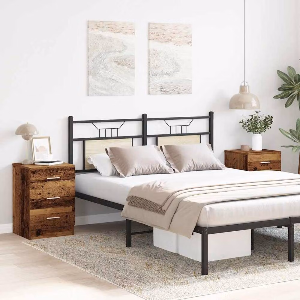 Berkfield Home Classic Bedside Cabinets, 2 Piece Set in Old Wood, W/D/H: 38 x 35 x 55 cm – 3