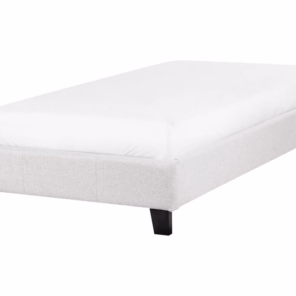 Wyld and Coco Single Bed, Grey Linen-Look Upholstered Slatted Frame, W/D/H: 90 x 200 cm – 2
