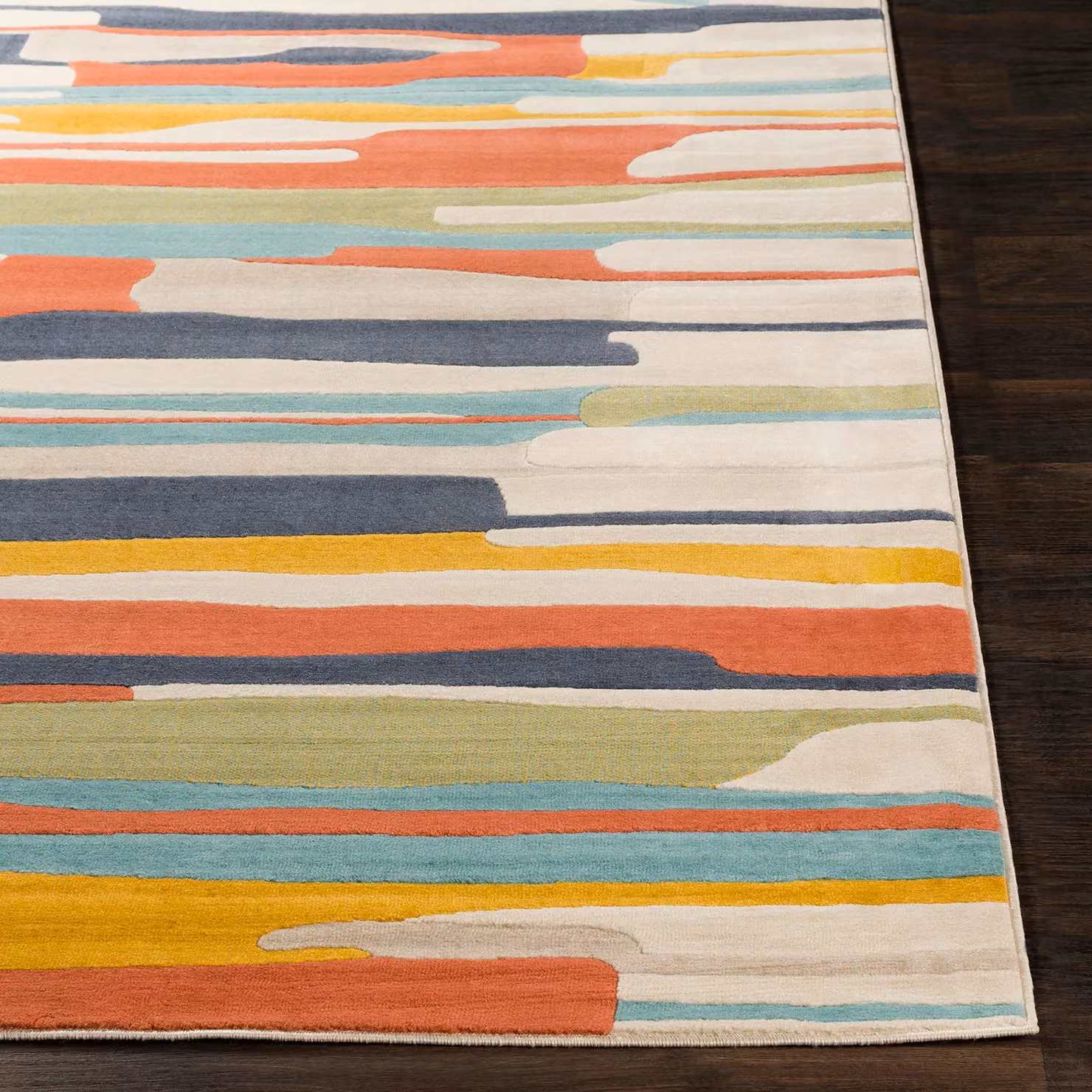 Livabliss Modern Abstract Rectangular Rug in Multicolour Orange, Yellow and Grey, W: 80 cm, L: 220 cm – 4