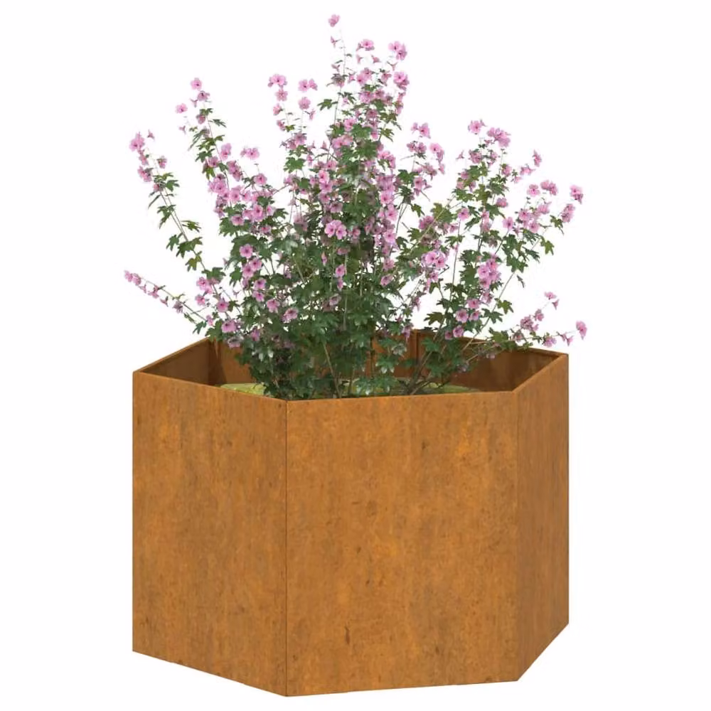 Berkfield Home Rusty Corten Steel Planter Tub in Brown, W/D/H: 60 x 60 x 45 cm – 3