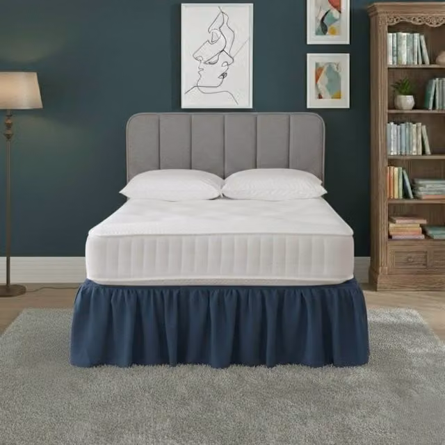 Snug City King Size Polycotton Divan Bed Base Valance Cover in Mid Blue – 1