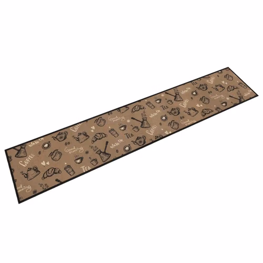 Berkfield Home Washable Morning Brown Abstract Kitchen Rug, W: 60 cm, L: 300 cm – 2