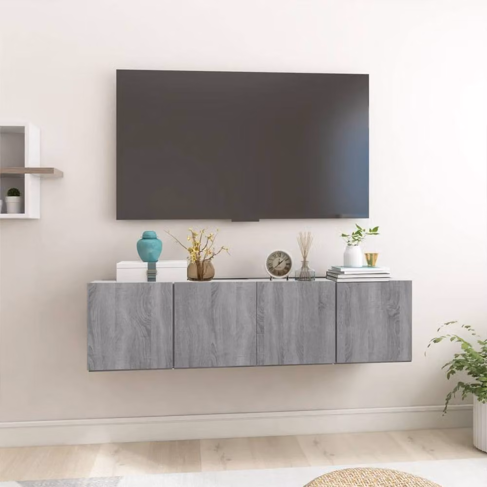 Berkfield Home Grey Sonoma Hanging TV Cabinet, 2 Piece Set, W/D/H: 60 x 30 x 30 cm – 2