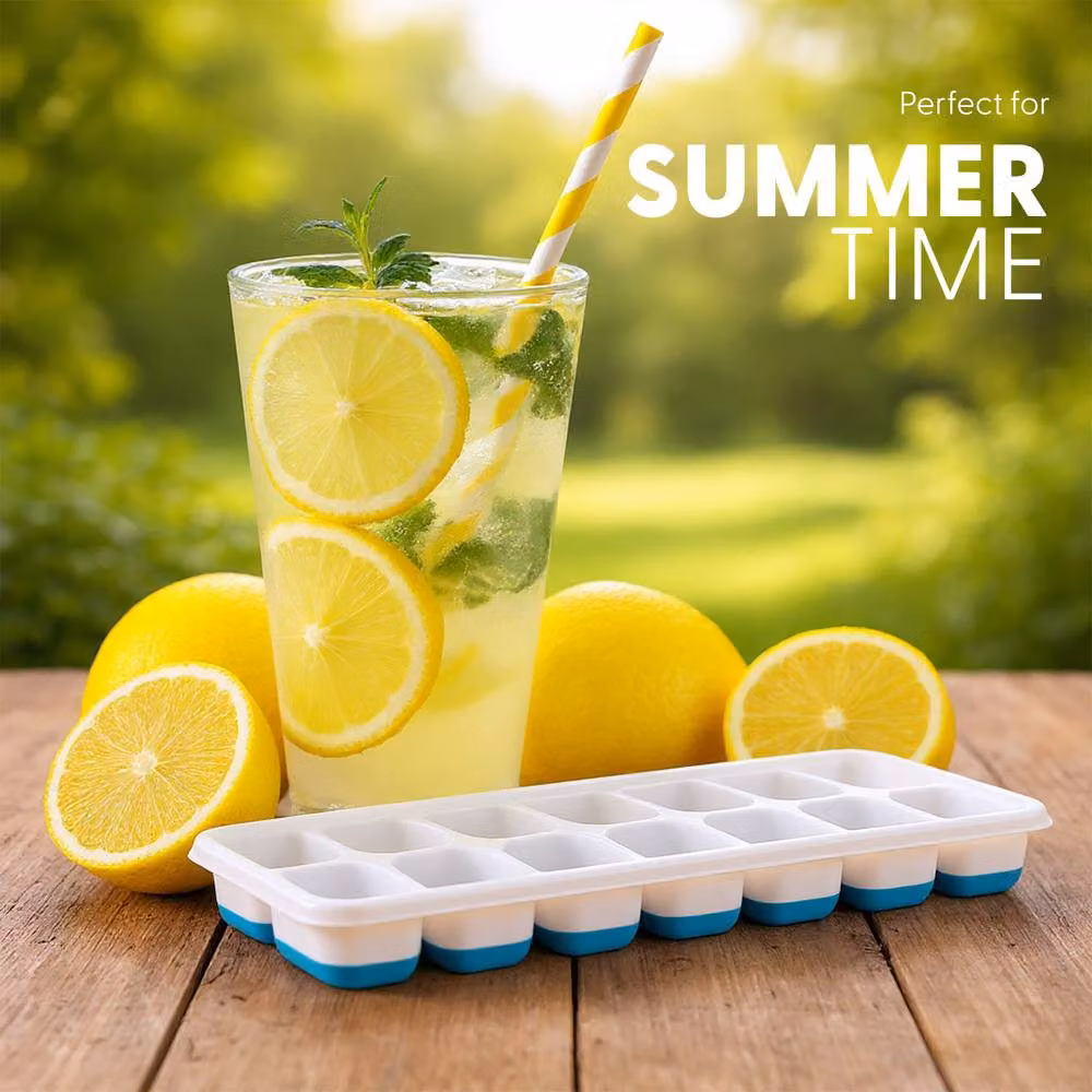 Keplin 2 Pack Multicolour Silicone Ice Cube Trays with Non-Spill Lids, BPA Free – 2