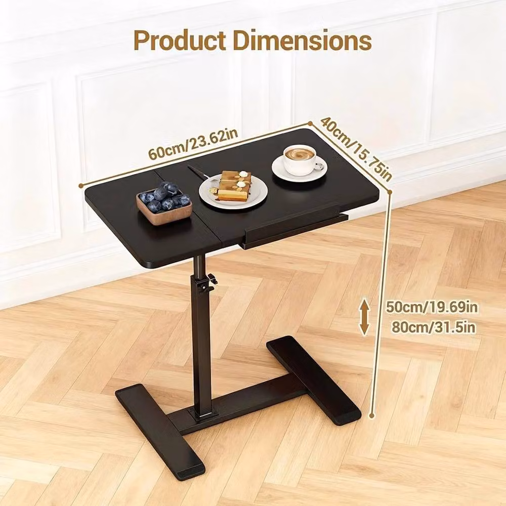 KORVIXA Height Adjustable Rolling Laptop Desk with Tilting Top in Black – 2