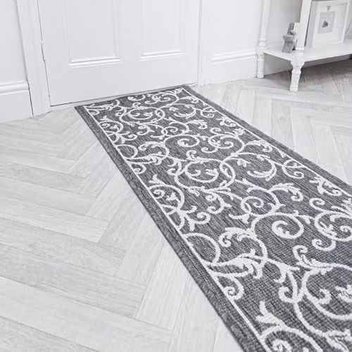 runrug Reversible Indoor/Outdoor Hallway Runner Rug, Grey, W: 60 cm, L: 360 cm