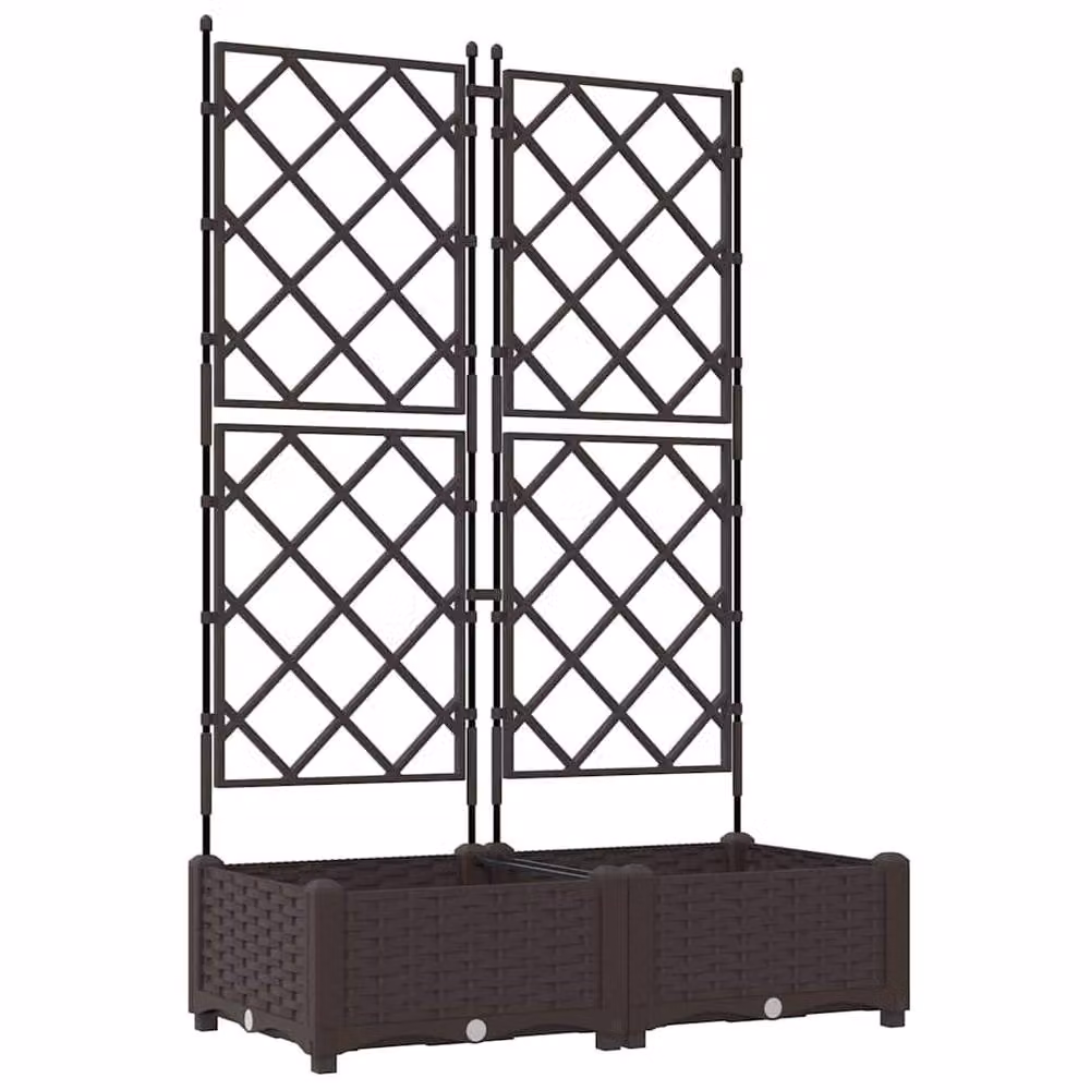Berkfield Home Modern Garden Planter with Trellis, 2 Piece, Brown, W: 80 cm, D: 40 cm, H: 125.5 cm – 2