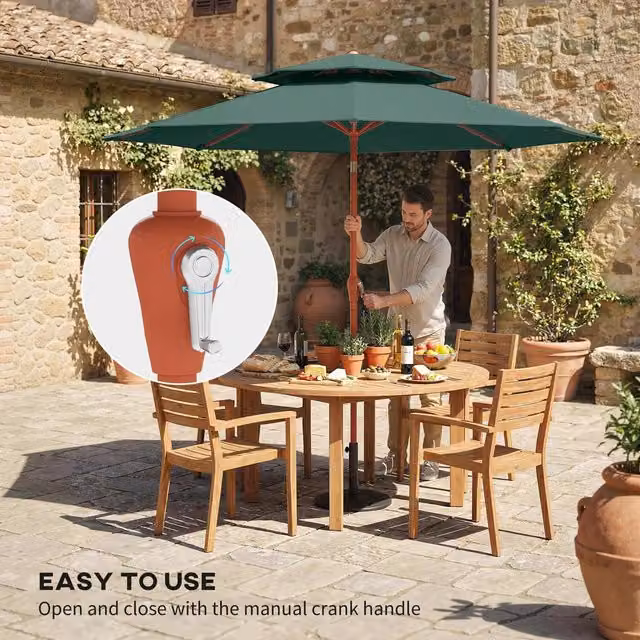 Outsunny 2.7 m Double Top Garden Parasol in Green