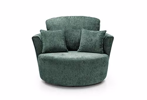Abakus Direct Harriet Swivel Chair in Green Crushed Chenille