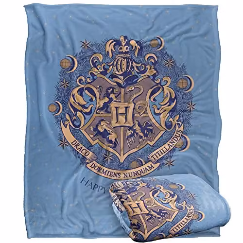 Warner Brothers Harry Potter and The Deathly Hallows Part 2 Fleece Blanket, W/D/H: 152 x 127 cm, White/Multicolour – 1