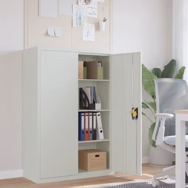 Berkfield Home Office Metal Cabinet in Matt Grey, W/D/H: 90 x 40 x 140 cm – 1