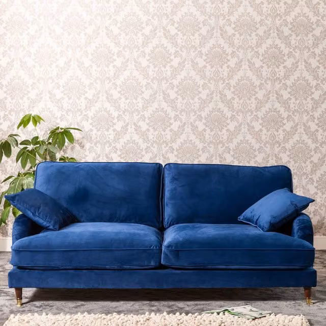 Artemis Home Mackenzie 4 Seat Upholstered Velvet Sofa in Blue