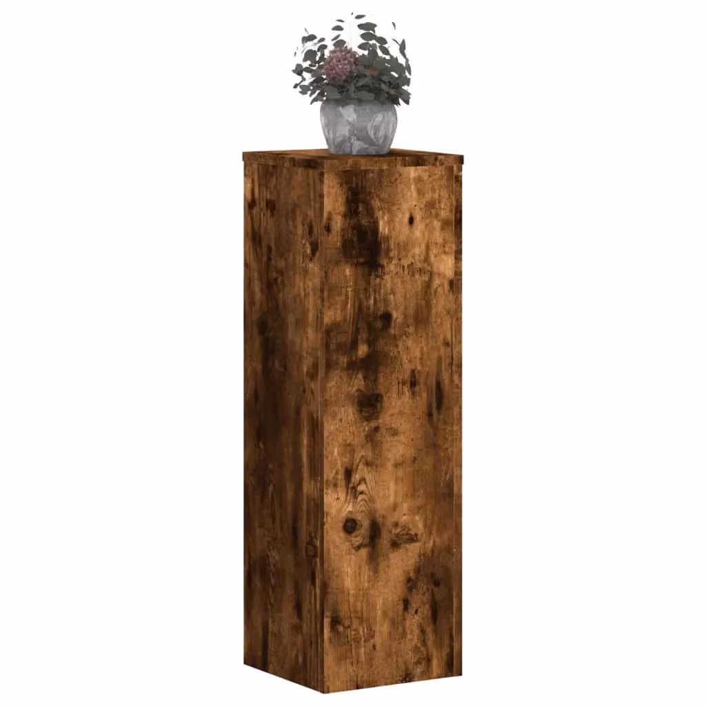 Berkfield Home Set of 2 Modern Smoked Oak Plant Stands in Brown, W/D/H: 25 x 25 x 80 cm – 3