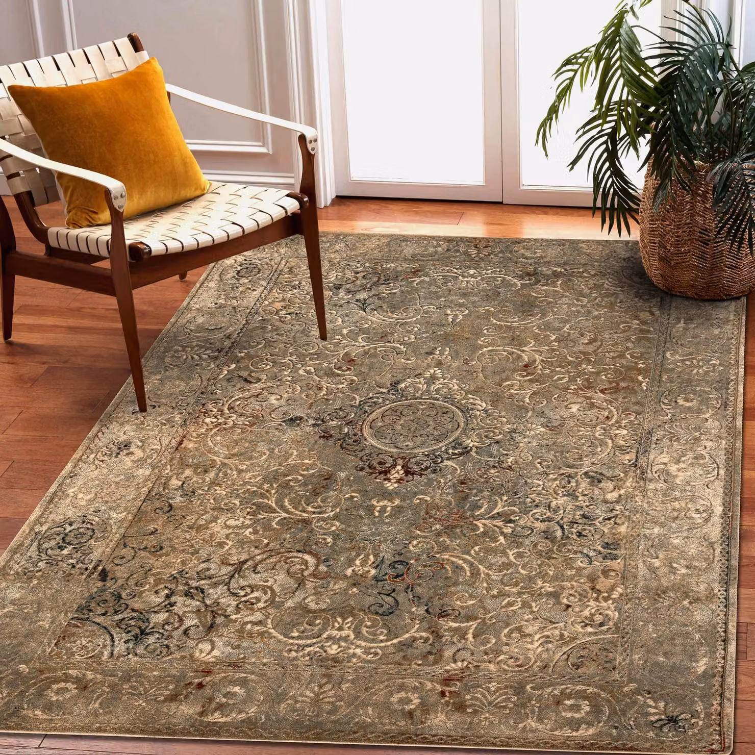 RugsX Wool Omega Rectangular Oriental Rug in Green, W: 170 cm, D: 235 cm – 3