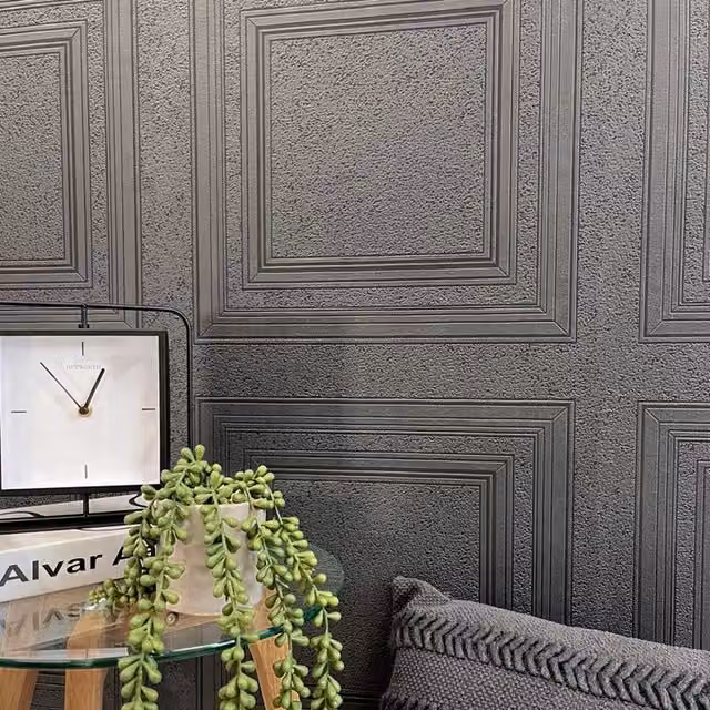 Belgravia Decor Modern Geometric Textured Wood Look Panel in Black