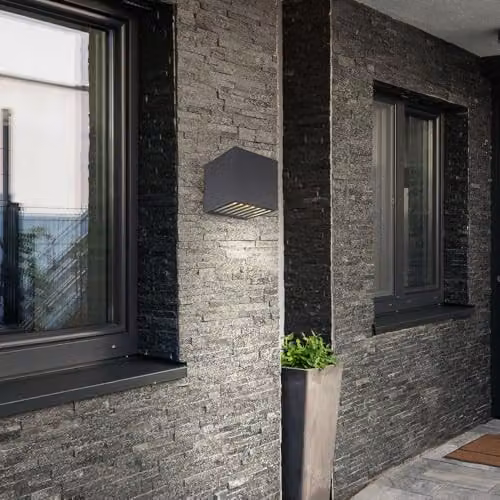 Globo Lighting Modern Up Down LED Outdoor Wall Lamp in Anthracite with Transparent Glass Shade IP54 – 2