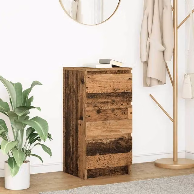 Berkfield Home Rustic Old Wood Sideboard in Brown, W/D/H: 37.5 x 35 x 76 cm