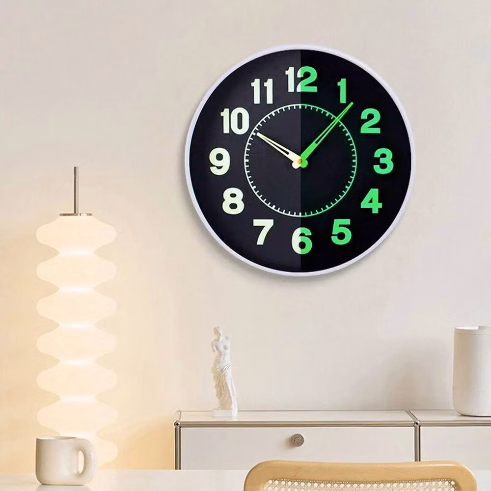 KORVIXA White and Black Illuminated Digital Round Wall Clock, Diameter: 30.48 cm – 2