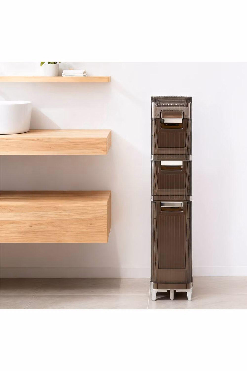 Living and Home 4-Tier Tall Narrow Plastic Storage Cabinet with Wheels in White – 2