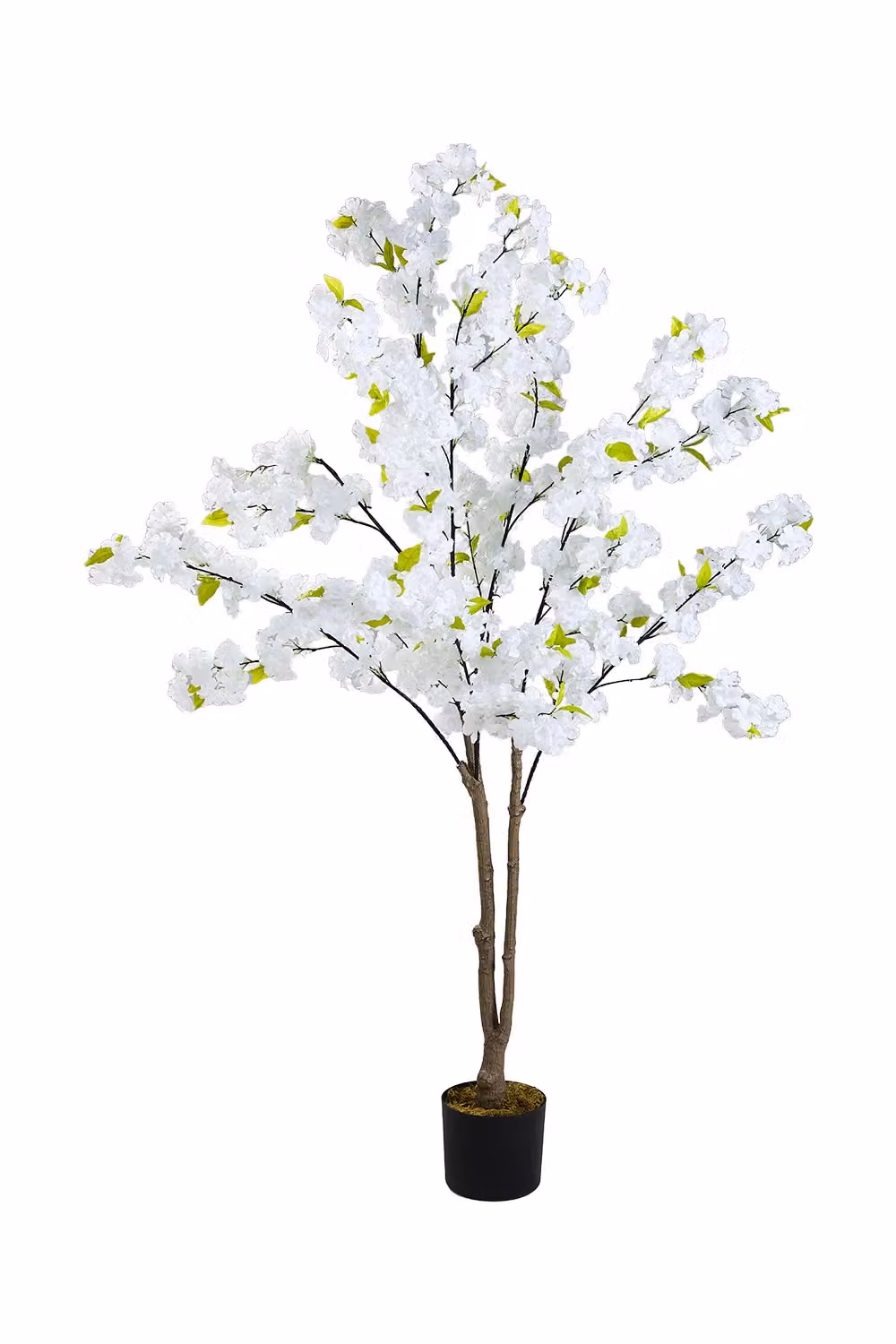 Living and Home 165cm Artificial White and Pink Cherry Blossom Tree with Green Leaves – 3