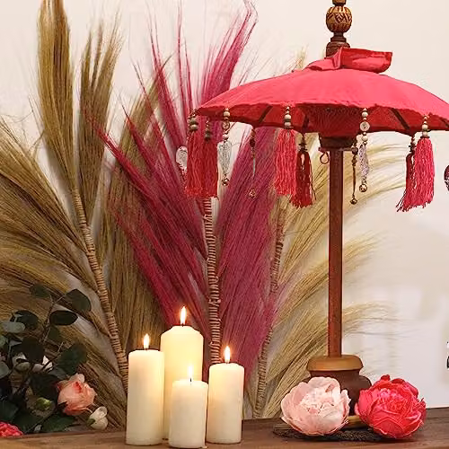 Serenityy Bali Home Decor Pink Cotton Tabletop Parasol – 2