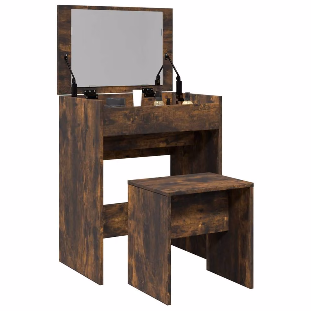 Berkfield Home Beautiful Dressing Table and Stool in Smoked Oak Brown, W/D/H: 60 x 40 x 113.5 cm – 2