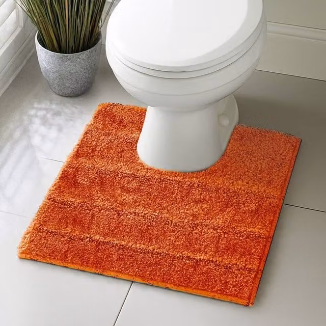 Velosso Lexington Orange Microfibre Bath and Pedestal Mat with Non-Slip Backing, Large
