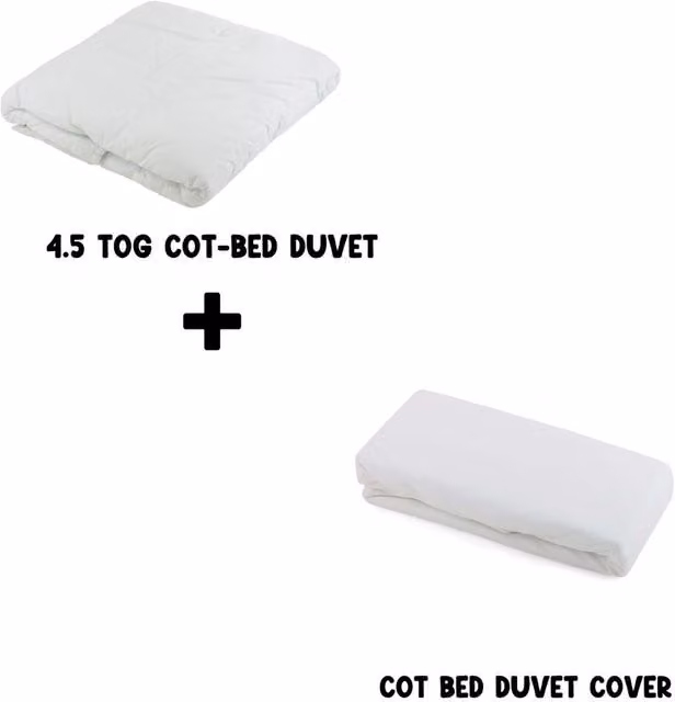 Junior Joy Baby 4.5 TOG Cot Bed Duvet and Cotton Cover Set, White, W: 120 cm x L: 150 cm