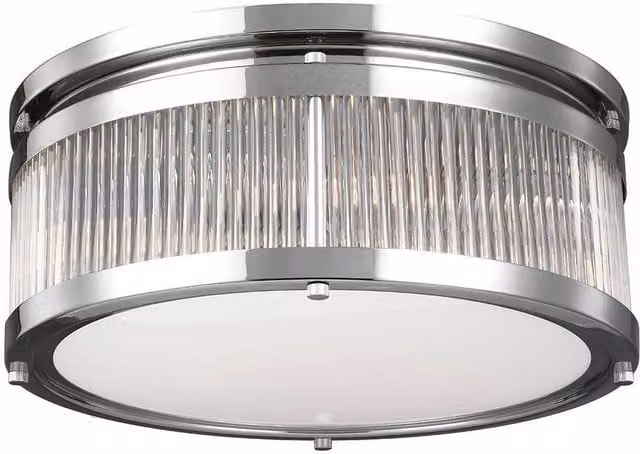 Elstead Paulson 4 Light Round Bathroom Flush Mount Ceiling Light in Chrome with Transparent Glass, IP44, G9